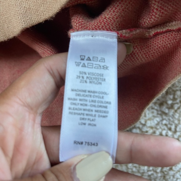 Cynthia Rowley Red and Tan Cowl Neck Sweater - Picture 3 of 4